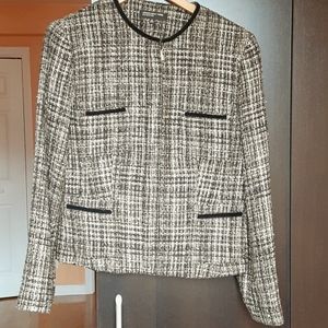 Jones NY Collection Tweed Black and Gold Zippered Blazer